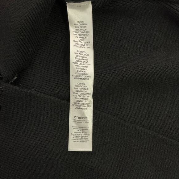 Vintage Chico’s Black Velvet Appliqué Beaded Knit Sweater Jacket Size 2 - Picture 14 of 14